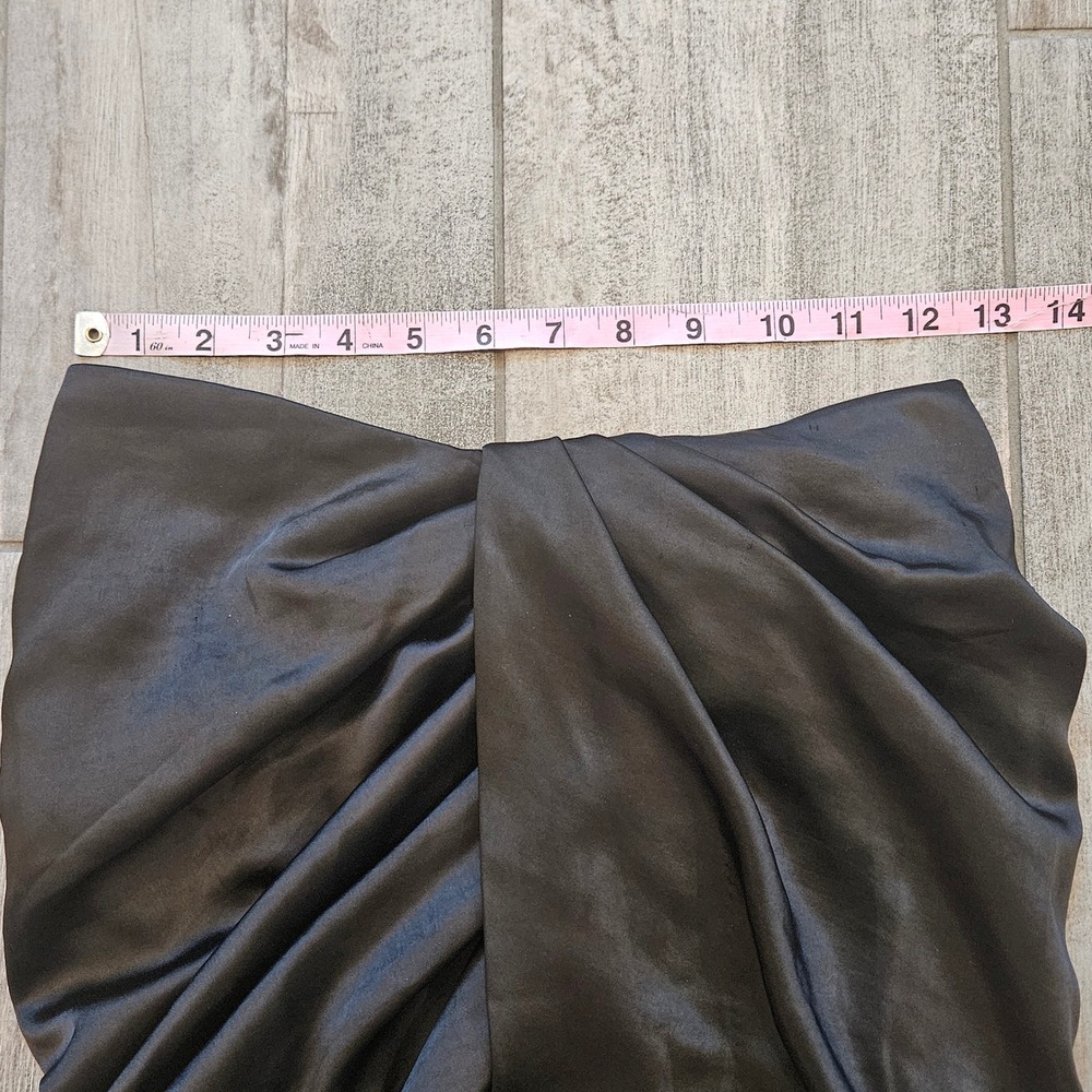 House of CB Miciela Skirt Size S Black Draped Satin Tulip Midi Pleated Wrap - Picture 3 of 8